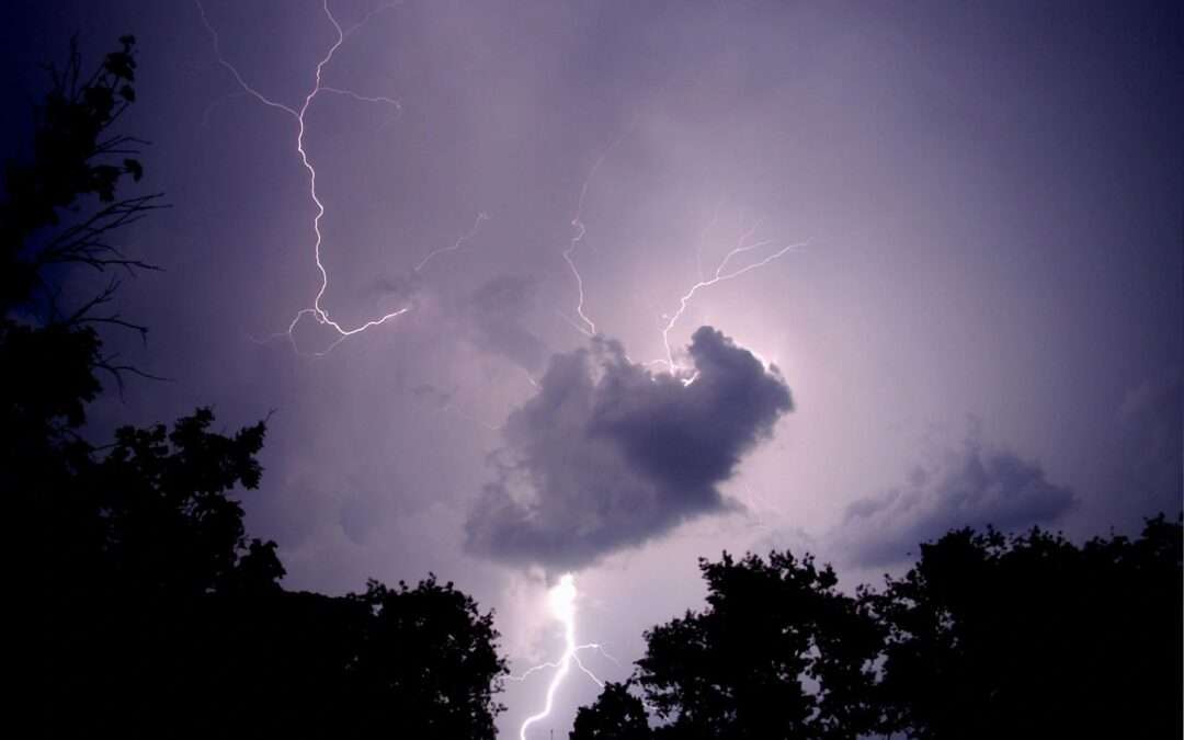 thunderstorm, lightning storm, bright lightning traveling through storm clouds